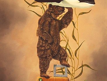 Earths Totem Pole - detail bear -  by Linda Herzog